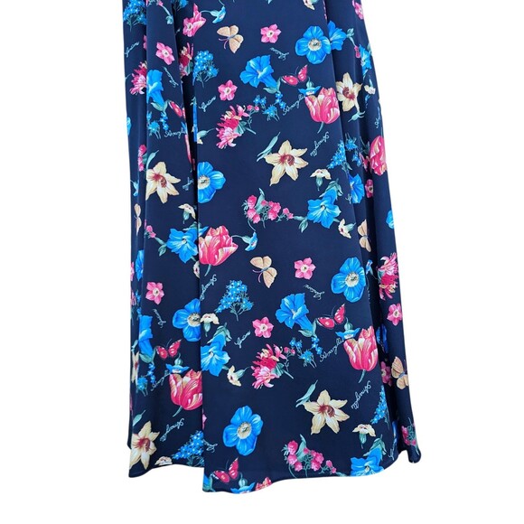 Vintage Kasper ASL Blouse 6 Skirt 10 Set Hawaiian Outfit Black Floral Shirt Top - Picture 16 of 16